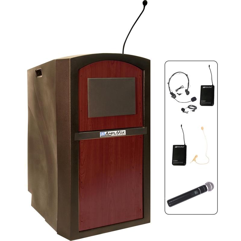 AmpliVox Pinnacle SW3250 - Lectern - mobile - mahogany - mahogany base MPN:SW3250-MH