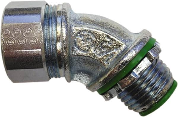 Conduit Connector: For Liquid-Tight, Zinc-Plated Steel, 1-1/4