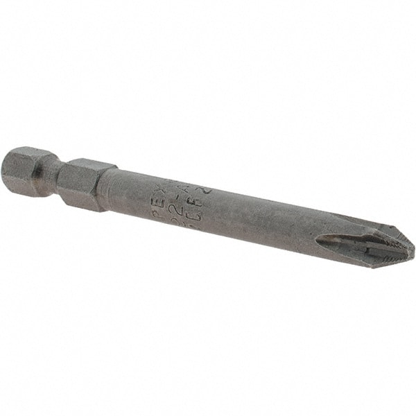 Power Screwdriver Bit: #2 Phillips, #2 Speciality Point Size, 1/4