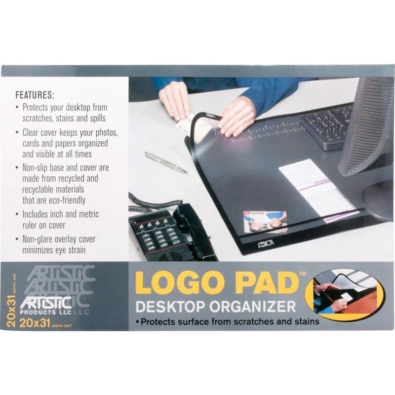 Artistic Logo Pad Desk Organizer, 20in x 31in, Black/Clear (Min Order Qty 2) MPN:41200