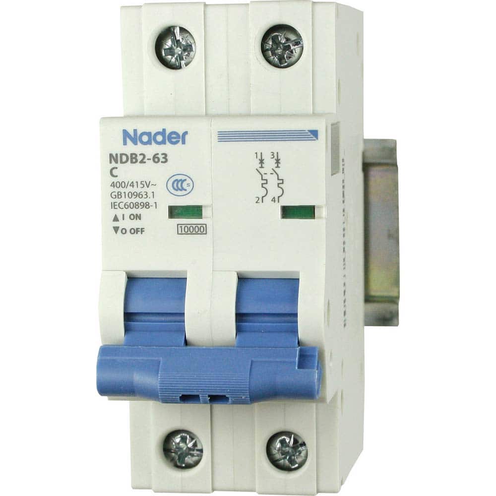 Circuit Breakers, Circuit Breaker Type: Miniature Circuit Breaker, Milliamperage (mA): 10, Number of Poles: 2, Breaking Capacity: 10 kA @ 400/415 VAC MPN:NDB2-63C10-2