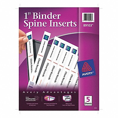 Binder Spine Insert 1 White PK40 MPN:89103