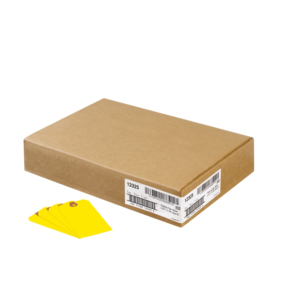 Avery Colored Shipping Tags - 4.75in Length x 2.37in Width - 1000 / Box - Yellow (Min Order Qty 2) MPN:12325