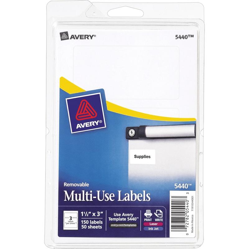 Avery Removable Labels, 5440, Rectangle, 1-1/2in x 3in, White, Pack Of 150 (Min Order Qty 11) MPN:5440