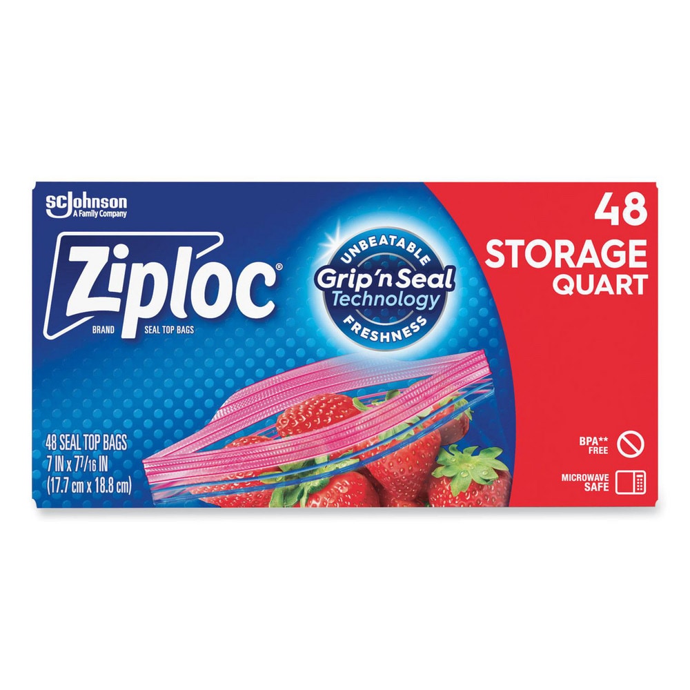 Ziploc Brand Storage Bags, Quart, with Grip 'n Seal Technology, 48 Count, 9/Case MPN:SJN314469