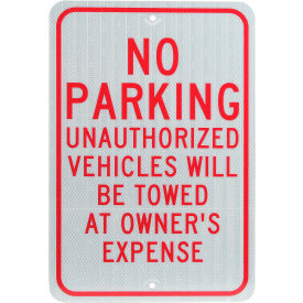 Aluminum Sign - No Parking Unauthorized Vehicles - .08