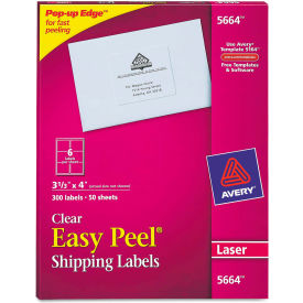 Avery® Easy Peel Laser Mailing Labels 3-1/3 x 4 Clear 300/Box 5664