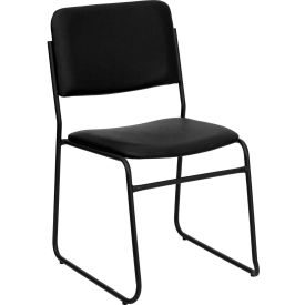 Flash Furniture High Density Stacking Chair with Sled Base - Vinyl - Black - Hercules Series - Pkg Qty 4 8700-BLK-B-VYL-30-GGXU-