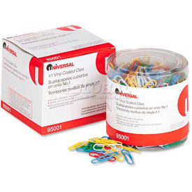 Universal® One Paper Clips Vinyl Coated Wire No. 1 Assorted Colors 500/Pack UNV95001