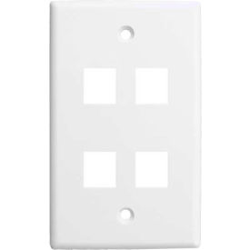 Vertical Cable 304-J2642/4P/WH Quad (4) Port Keystone Wall Plate (Flush) White 304-J2642/4P/WH