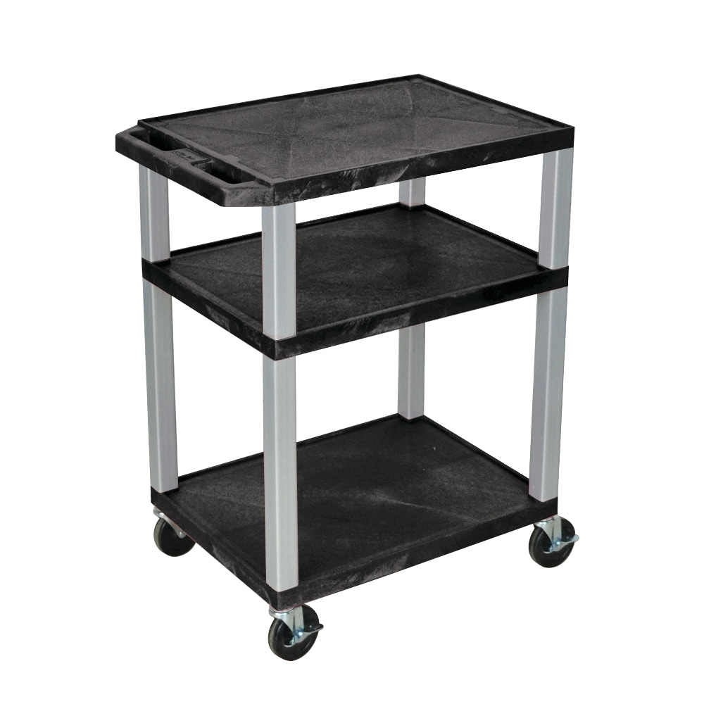 H. Wilson Plastic Utility Cart, 34inH x 24inW x 18inD, Black/Nickel MPN:WT34E-N