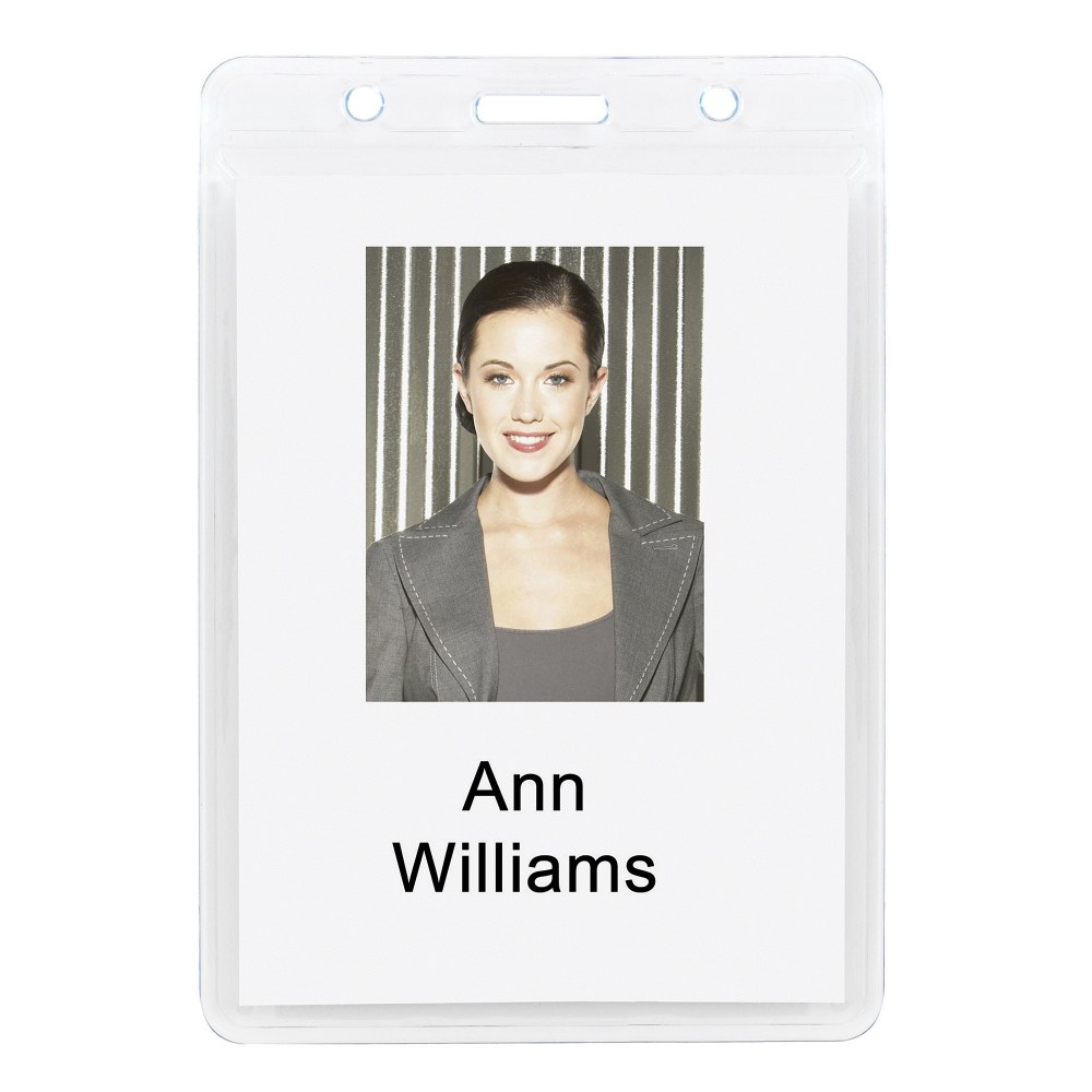 Office Depot Brand Plastic Badge Holders, 3-3/4in x 3-1/4in, Vertical, Pack Of 12 (Min Order Qty 70) MPN:67820
