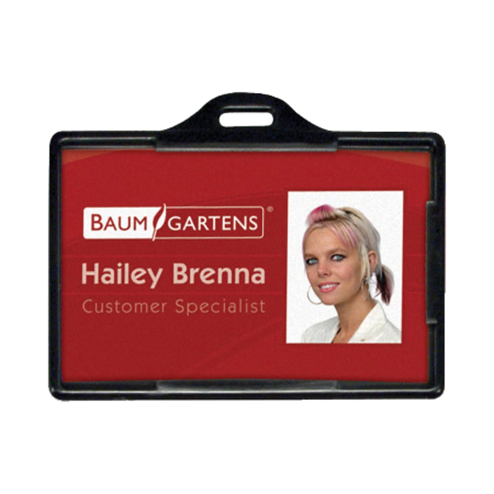 SICURIX Horizontal Black Frame ID Card Holder - Plastic - 25 / Pack - Black (Min Order Qty 4) MPN:68310