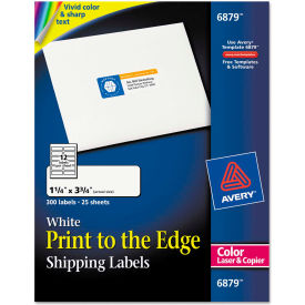 Avery® Shipping Labels for Color Laser & Copier 1-1/4 x 3-3/4 Matte White 300/Pack 6879