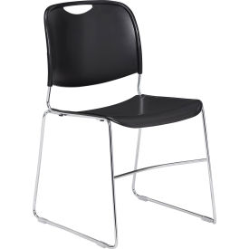 Interion® Stacking Chairs With Mid Back Plastic Black - Pkg Qty 4 9432B44