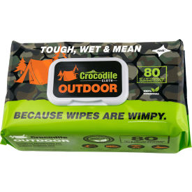 Crocodile Cloth® Biodegradable Outdoor Cleaning Cloth Wipes 80 Wipes/Pack - Pkg Qty 8 6610-080
