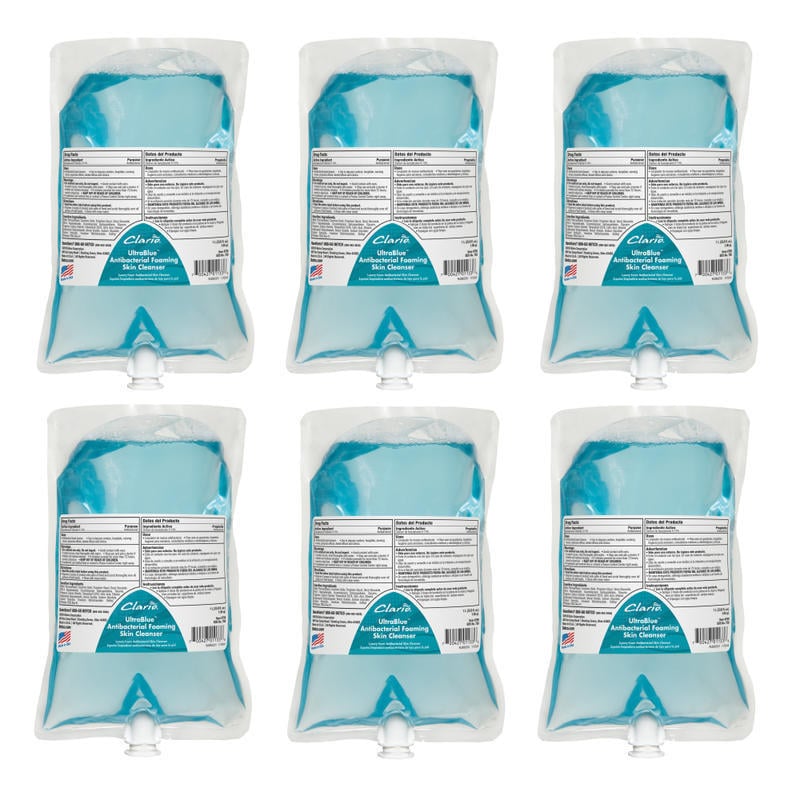 Betco Clario Ultrablue Antibacterial Foaming Skin Cleanser, Clean Ocean Scent, 1,000 mL, Case Of 6 MPN:7592900