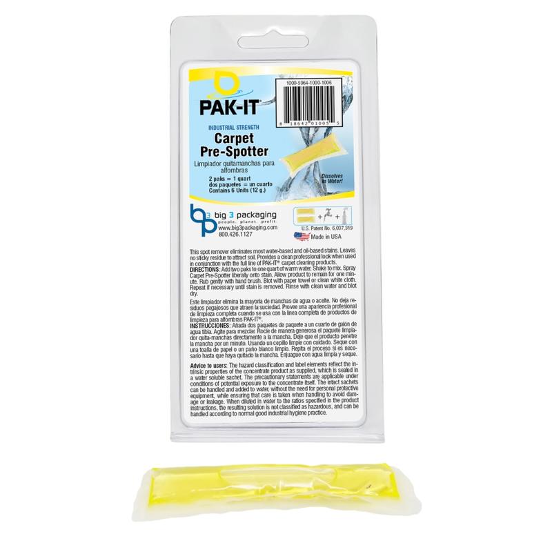 PAK-IT Carpet Pre-Spotter Packet, Citrus Scent, Yellow, Pack Of 6 (Min Order Qty 10) MPN:PAK59646-100