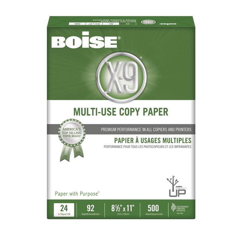 Boise X-9 Multi-Use Printer & Copy Paper, 1 Ream, White, Letter (8.5in x 11in), 500 Sheets Per Ream, 24 Lb, 92 Brightness (Min Order Qty 9) MPN:CC2241