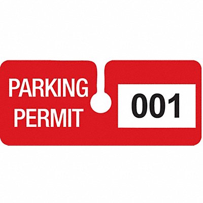 Parking Permits Rearview Wht/Red PK100 MPN:95206