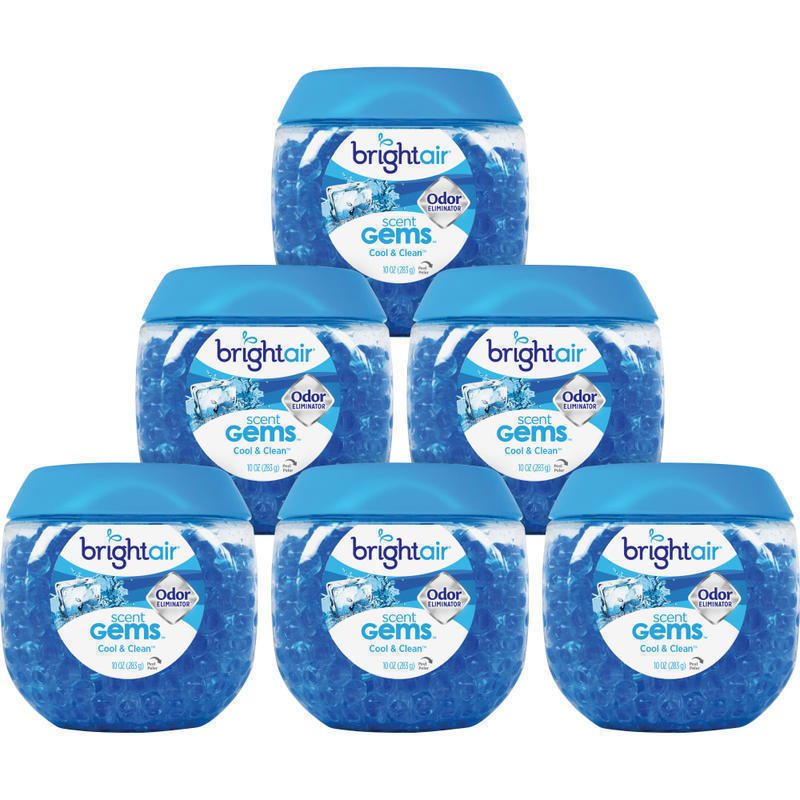 Bright Air Scent Gems Odor Eliminator Gel Beads, Cool & Clean Scent, 10 Oz, Pack Of 6 (Min Order Qty 2) MPN:900228CT