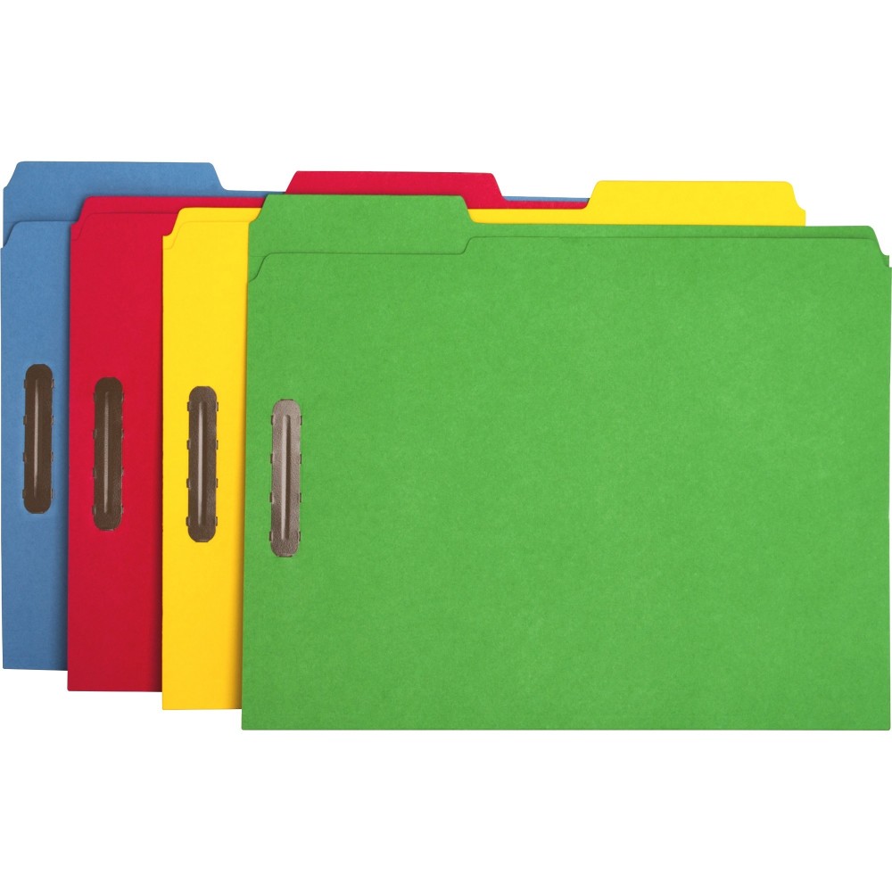 Business Source Fastener File Folders, 1/3in Tab Cut, Assorted Tab Position, Letter Size, Assorted Colors, Box Of 50 (Min Order Qty 2) MPN:17571