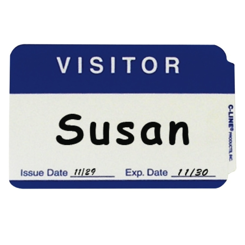 C-Line Visitor Badges, Rectangle, 3-1/2in x 2-1/4in, White, Box of 100 (Min Order Qty 4) MPN:92245