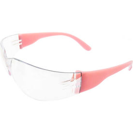 ERB® Lucy Frameless Safety Glasses Anti-Scratch/Anti-Fog Clear Lens Pink Temples Pack of 12 - Pkg Qty 12 WEL17946PICLAF