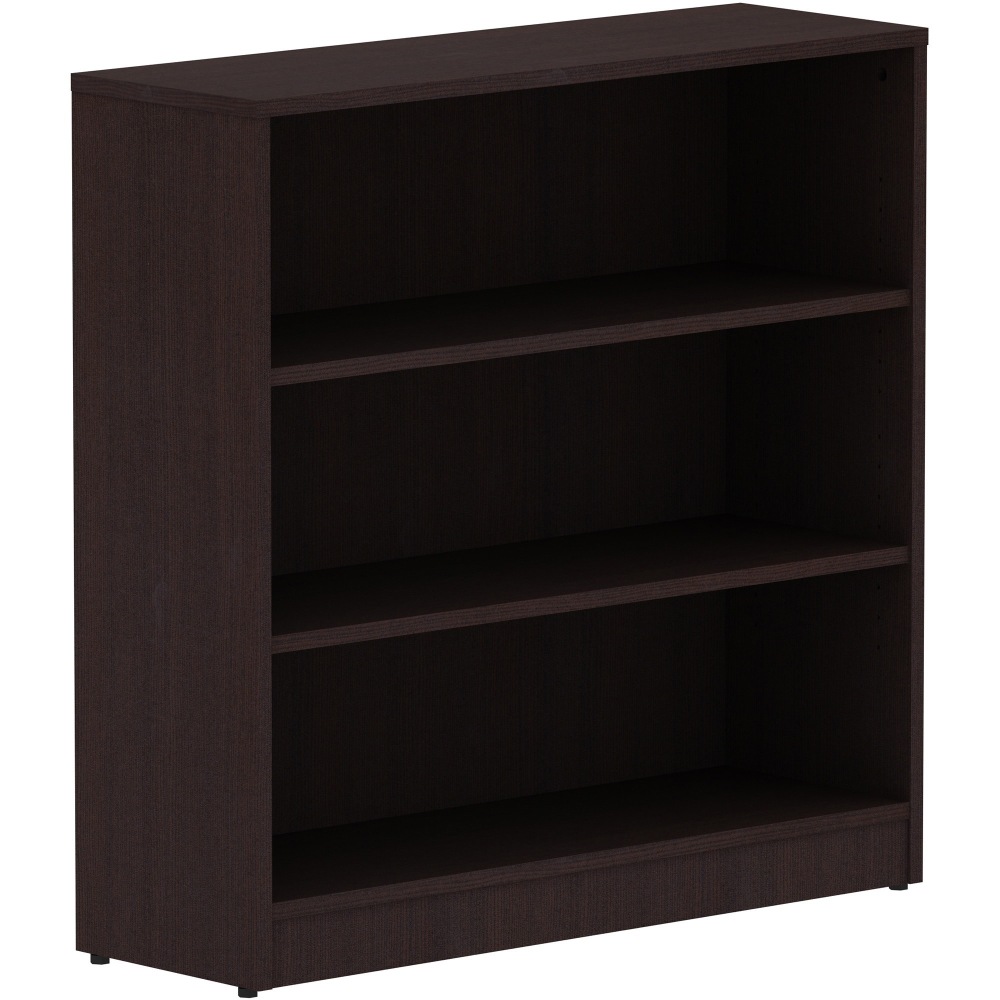 Lorell Essentials 3-Shelf Laminate Modular Shelving Bookcase,36inH x 36inW x 12inD, Espresso MPN:18276