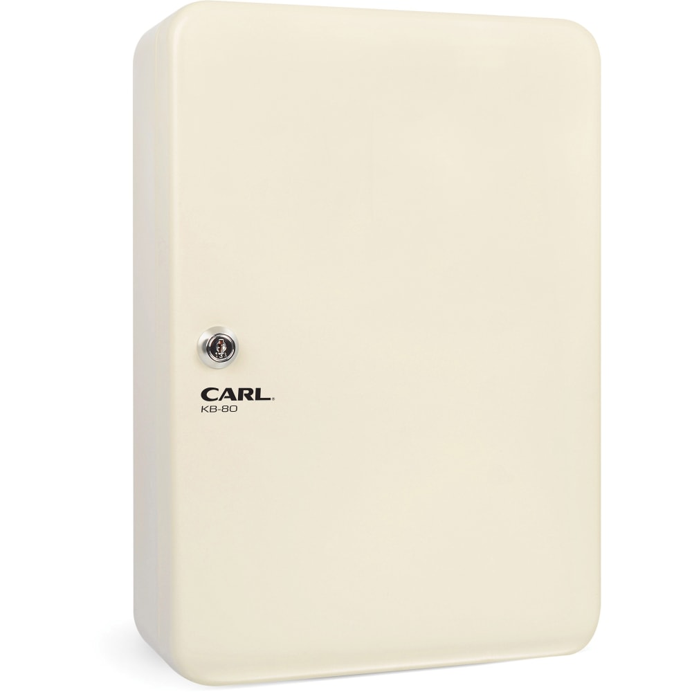 CARL Steel Security Key Cabinet - 12.5in x 9.3in x 3.5in - Lockable, Wall Mountable - Ivory - Steel MPN:80080