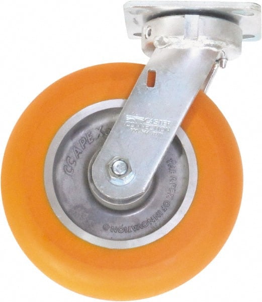 Swivel Top Plate Caster: Polyurethane on Aluminum, 8