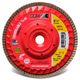CGW Abrasives 30202 Trimmable Flap Discs with Built in Hub 4-1/2