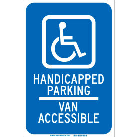 Brady® 90018 Handicapped Parking Van Accessible Sign Blue/White Aluminum 12