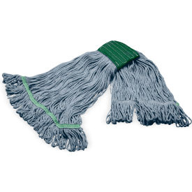 Carlisle® Grease Release Looped End Mop w/ Green Band Medium Blue - Pkg Qty 12 369120G14