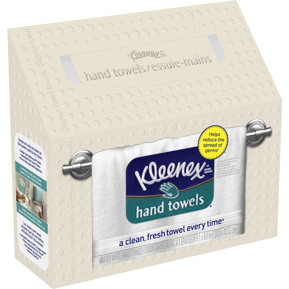Kleenex Disposable 1-Ply Hand Towels, 8in x 9-1/8in, White, Box Of 60 Towels (Min Order Qty 13) MPN:38586