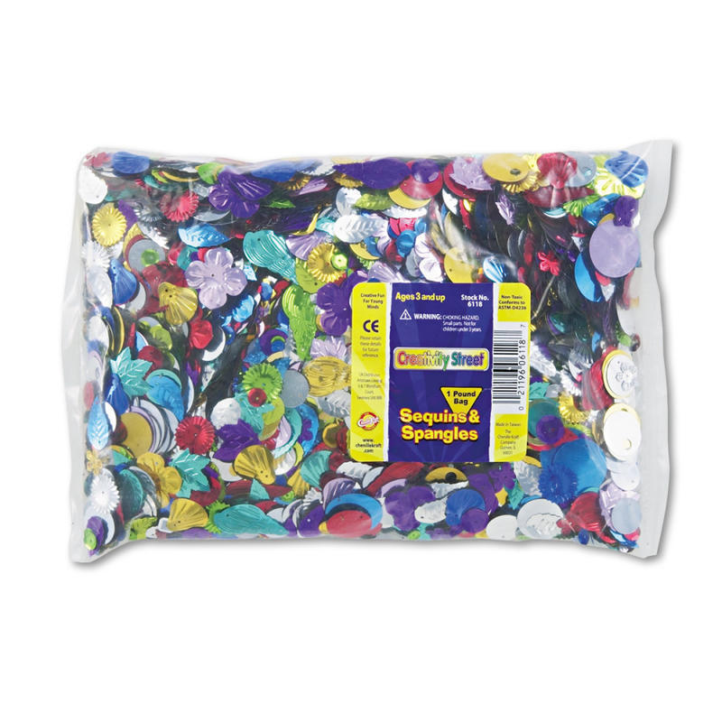 Creativity Street Sequins & Spangles 1 Pound Bag - Decoration, Craft, Classroom, Costume - Recommended For - 1 Pack - Assorted (Min Order Qty 2) MPN:6118