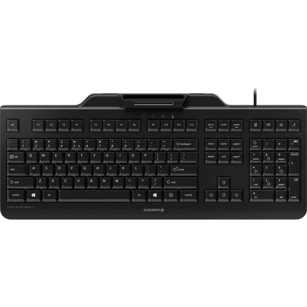 CHERRY SECURE BOARD 1.0 - Keyboard - with NFC - USB - US with Euro symbol - key switch: CHERRY LPK - black MPN:JK-A0400EU-2