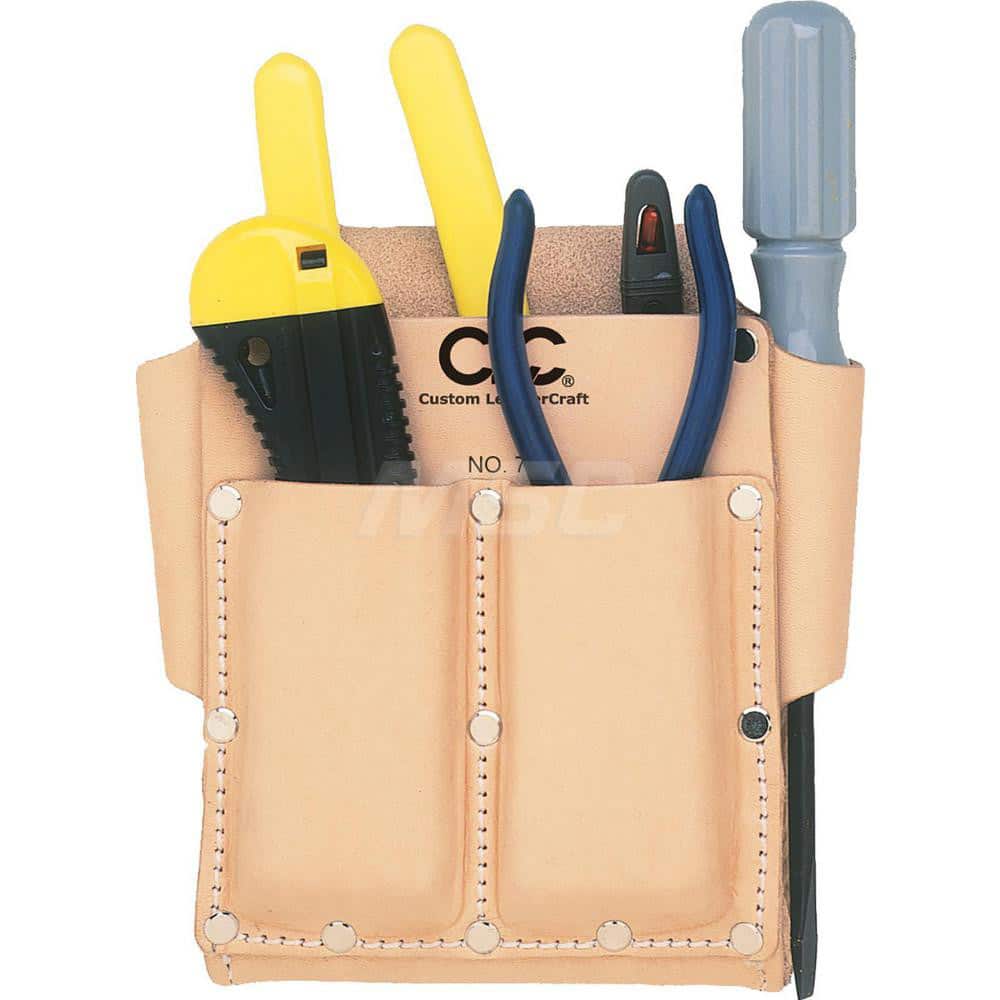 Tool Pouch: 2 Pockets, Leather, Brown MPN:700