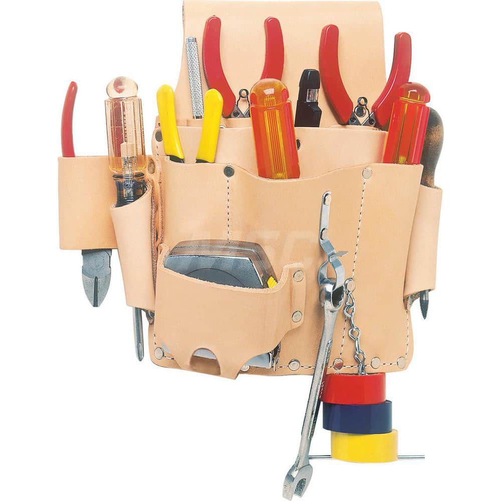 Tool Pouch: 8 Pockets, Leather, Brown MPN:W500
