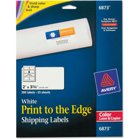Avery® Shipping Labels for Color Laser & Copier 2 x 3-3/4 Matte White 200/Pack 6873