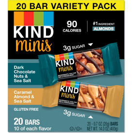 Kind® Minis Dark Chocolate Nuts & Sea Salt/Caramel Almond & Sea Salt 0.7 oz Pack of 20 27964