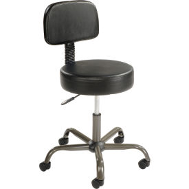 Interion® Antimicrobial Vinyl Medical Stool with Backrest Black 160ABK240