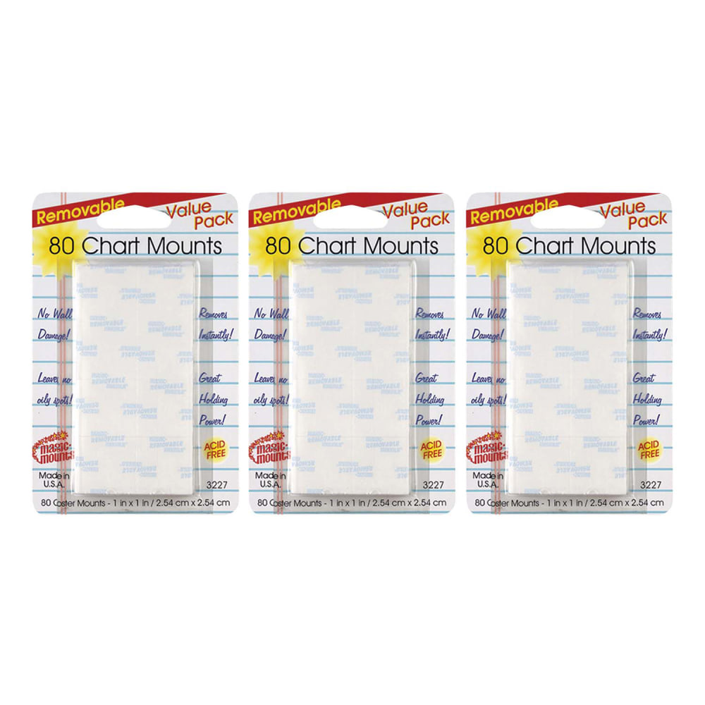 Magic-Mounts Removable Chart Tabs, 1in x 1in, 80 Tabs Per Pack, Set Of 3 Packs (Min Order Qty 3) MPN:MIL3227-3