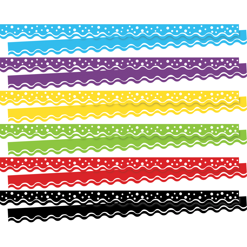 Barker Creek Double-Sided Scalloped-Edge Border Strips, 2 1/4in x 36in, Happy, 13 Strips Per Pack, Set Of 6 Packs (Min Order Qty 2) MPN:BC947