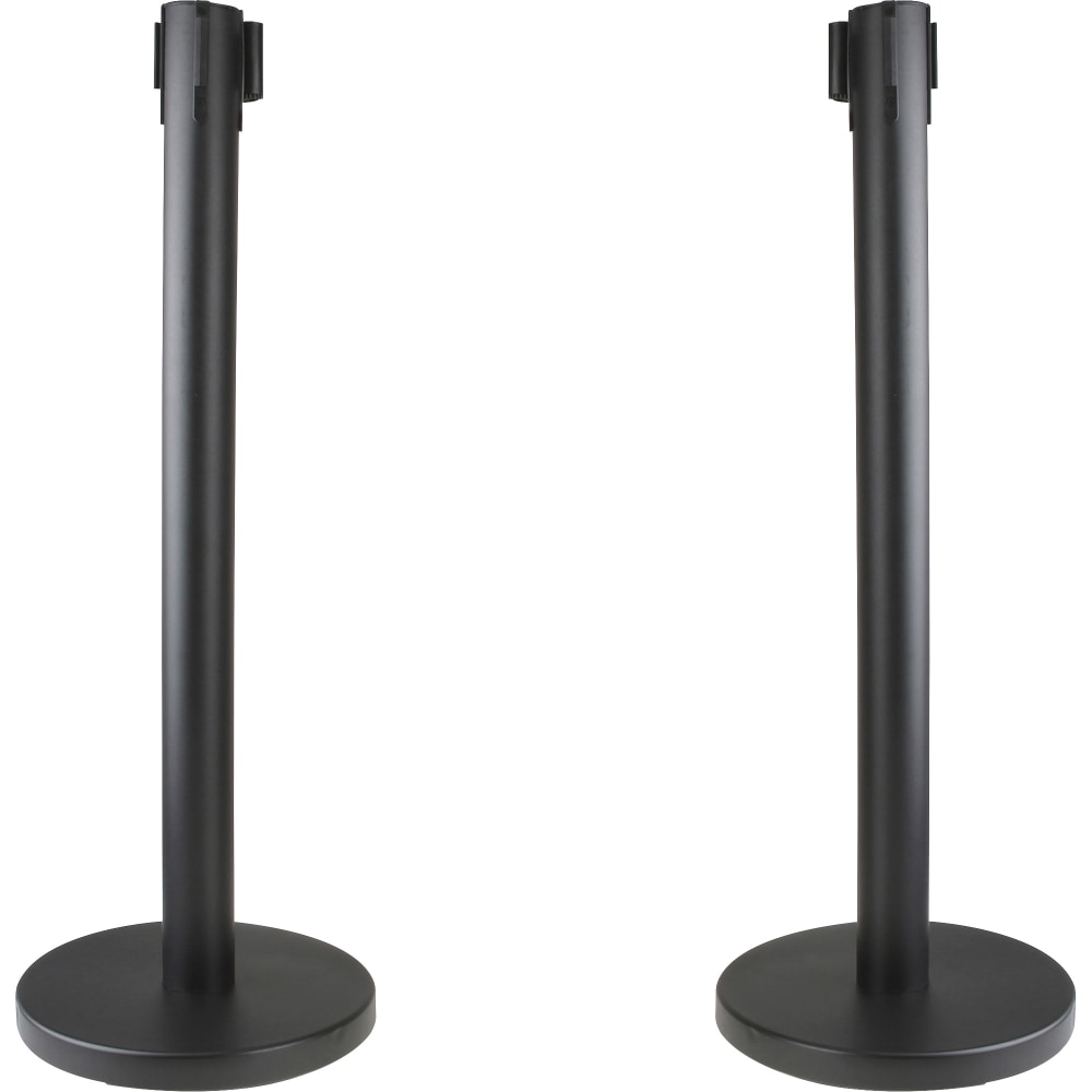 Genuine Joe Crowd-Control Posts With Web Tape, 34in, Black, Pack Of 2 Posts MPN:00466