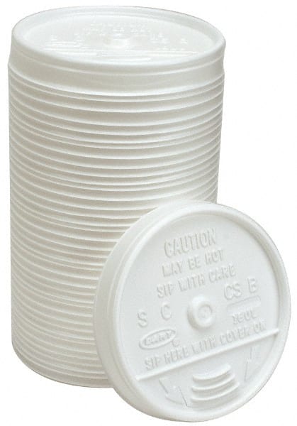 Cup Lid: Fits 16 oz Hot & Cold Foam Cups, Dome, Polystyrene, 1,000 Pc, White MPN:DCC16UL