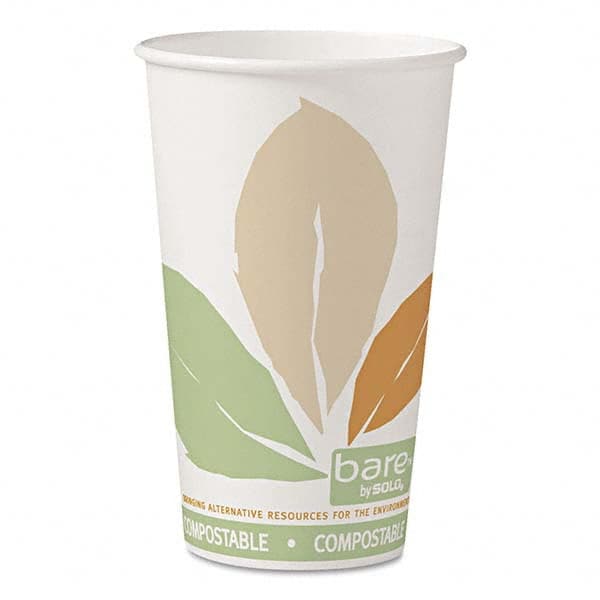 Bare by Solo Eco-Forward PLA Paper Hot Cups, Leaf Design, 16 oz, 1000/Carton MPN:SCC316PLABB