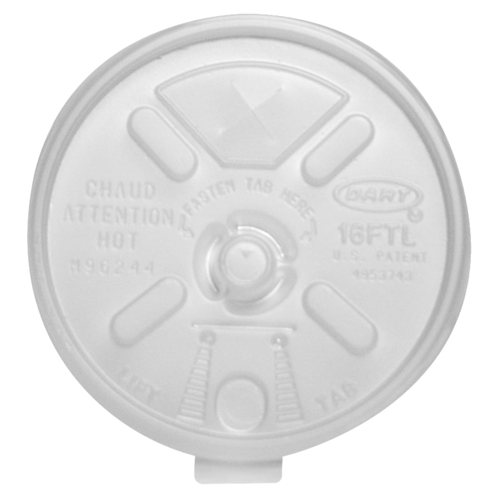 Dart Lift-n-Lock Lid With Straw Slot For Foam Cups, 16 Oz, Translucent, Pack Of 1,000 (Min Order Qty 2) MPN:16FTLS