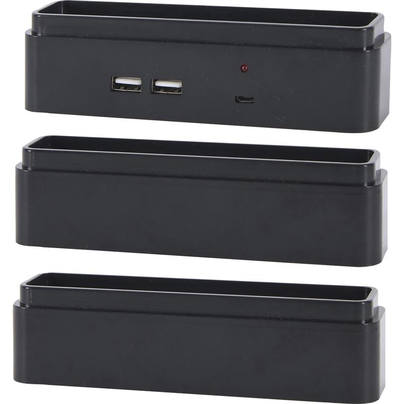 DAC Stax Monitor Desk Riser Block Kit With 2 USB Charging Ports, 1.5inH x 1.5inW x 6inL, Black (Min Order Qty 8) MPN:02270