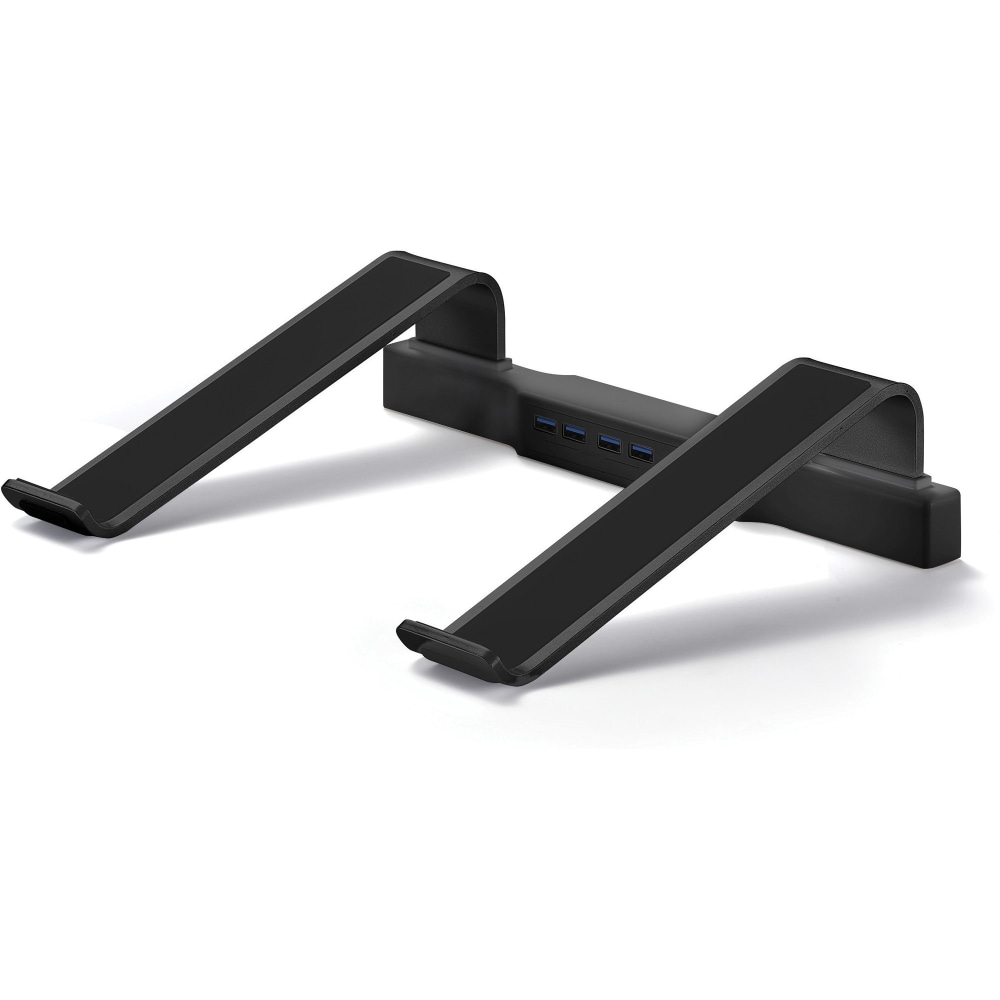 DAC Non-Skid Laptop Stand With 4-Port USB 3.0 Hub - 3in Height x 9.8in Width - Aluminum Alloy - Black (Min Order Qty 2) MPN:21680